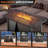 Aluel Rectangular Iron Fire Pit Table With Wicker Print Finish - 50,000 BTU Adjustable Outdoor Heater With Wind Guard