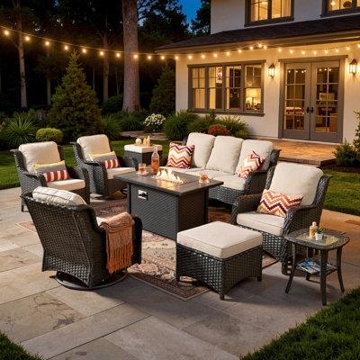 Amerissa 7 - Person Patio Conversation Set with Cushions