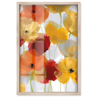 Décoration murale florale Mellow Yellow Mist II, cadre blond, 30 x 45 cm, par Art Remedy
