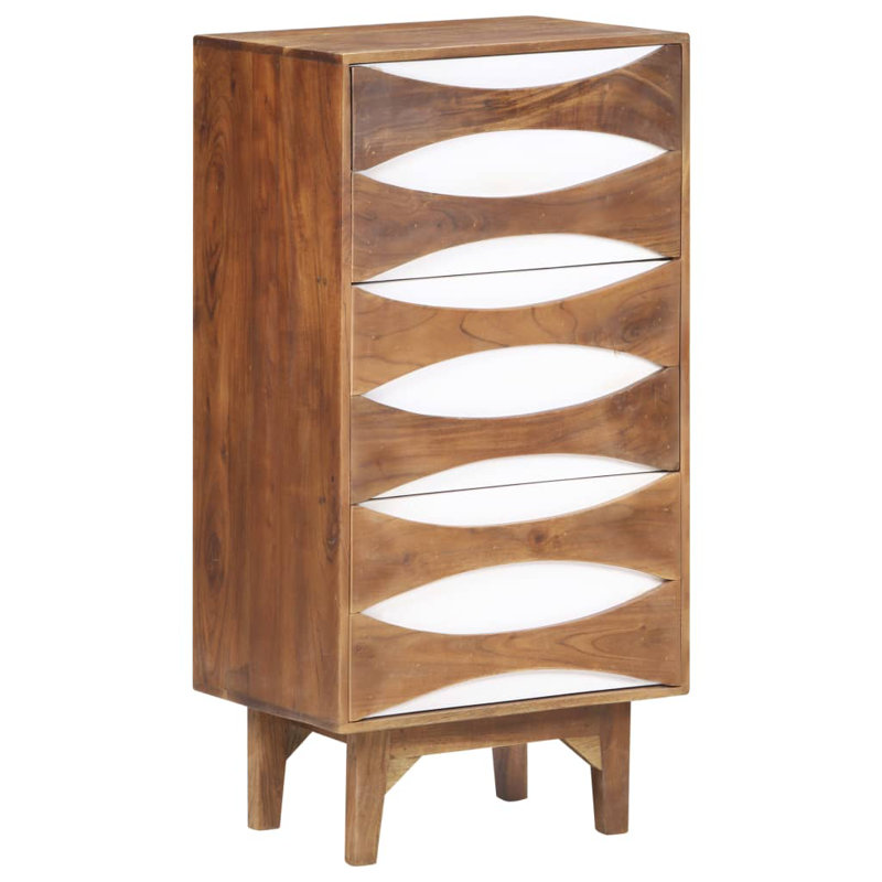 Commode en bois d'acacia massif 17,1 po x 13,8 po x 35,4 po