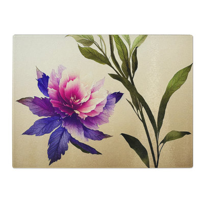 Enigmatic Watercolour Flowers  Glass Chopping Board
