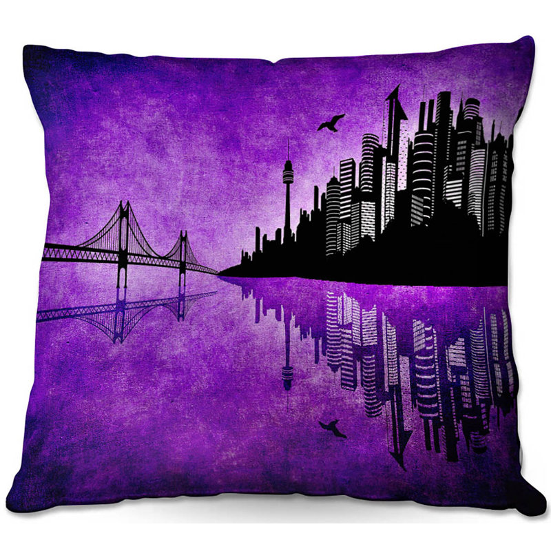 Coussin de feu hubris canapé, 20 po x 20 po, Violet / noir