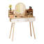 Bureau de coiffeuse avec miroir et lumières, petite coiffeuse de maquillage avec 2 tiroirs et armoire de rangement pour bijoux, 3 modes d'éclairage à luminosité réglable, coiffeuse pour chambre à coucher - chêne naturel