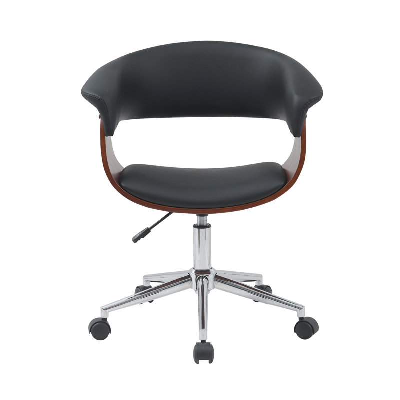 Rhodes Faux Leather Mid-Century Office Chair, Black