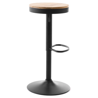 Jaina 15.2" W Solid Wood Swivel Adjustable Height Bar Stool