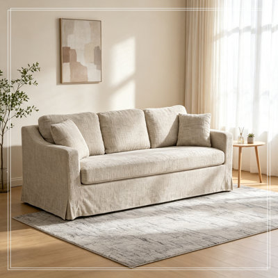 Chenille sofa with pillows and soft cushion