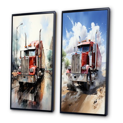 " Red Semi Truck Pride " 2 - Pieces