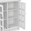Armoire de rangement bas de style transitionnel en bois massif avec portes vitrées et tablettes réglables Acadian-740607286-676016431