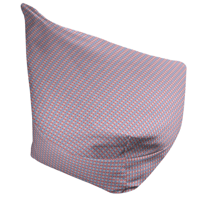 Bean Bag Chair & Lounger, 29" H x 38" W x 42" D, Red White/Light Blue
