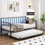 Lit de jour avec éclairage DEL et station de recharge, cadre de lit de jour réglable en hauteur avec lit gigogne, cadre de canapé-lit en métal polyvalent pour chambre, salon, chambre d'amis