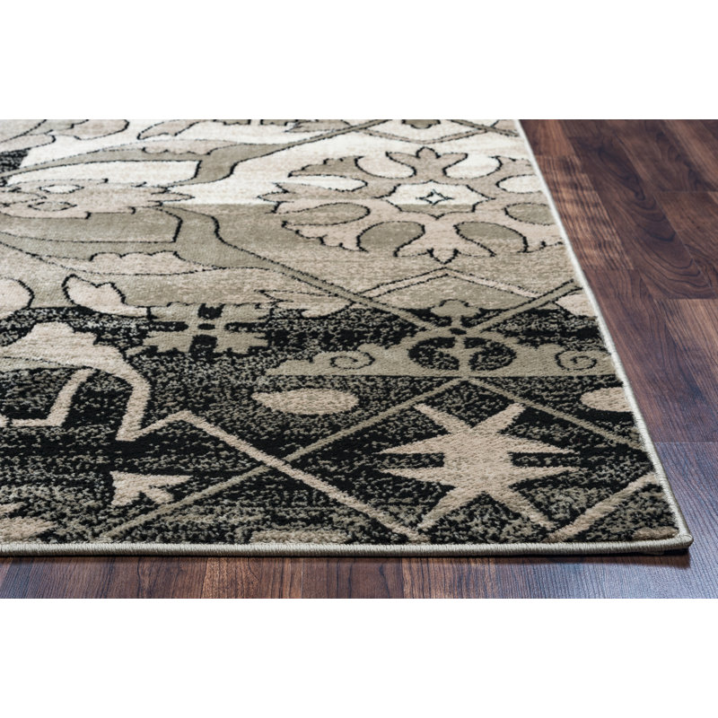 Tapis de zone beige floral Culver, Rectangle 9 pi 3 po x 12 pi 6 po