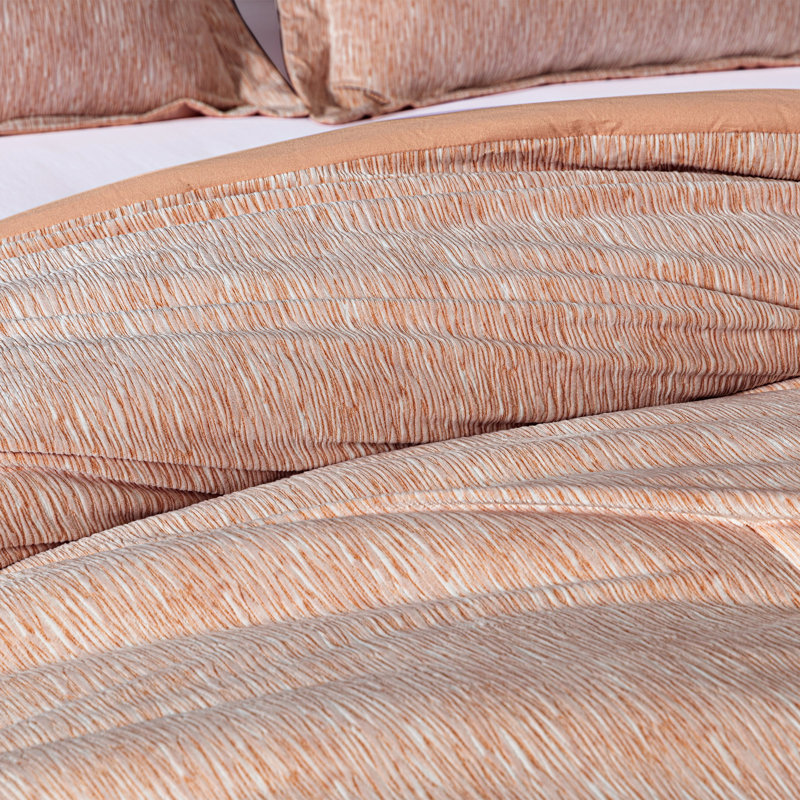 King Orange Velvet Reversible Comforter Set