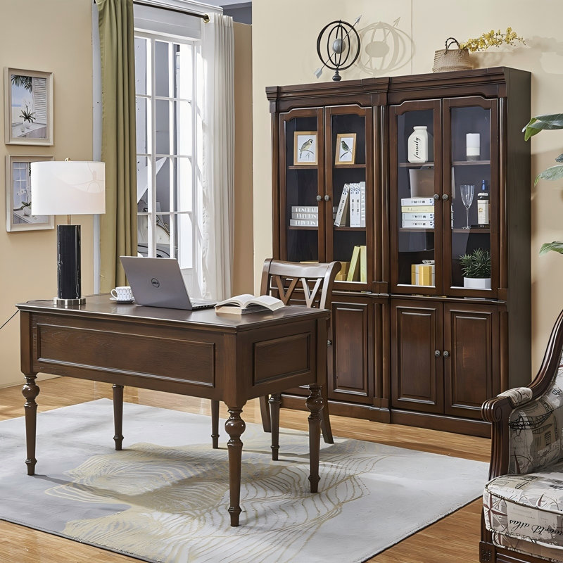 Luxury Modern Solid Wood Writing Desk, 30.71" H x 62.99" W x 29.92" D