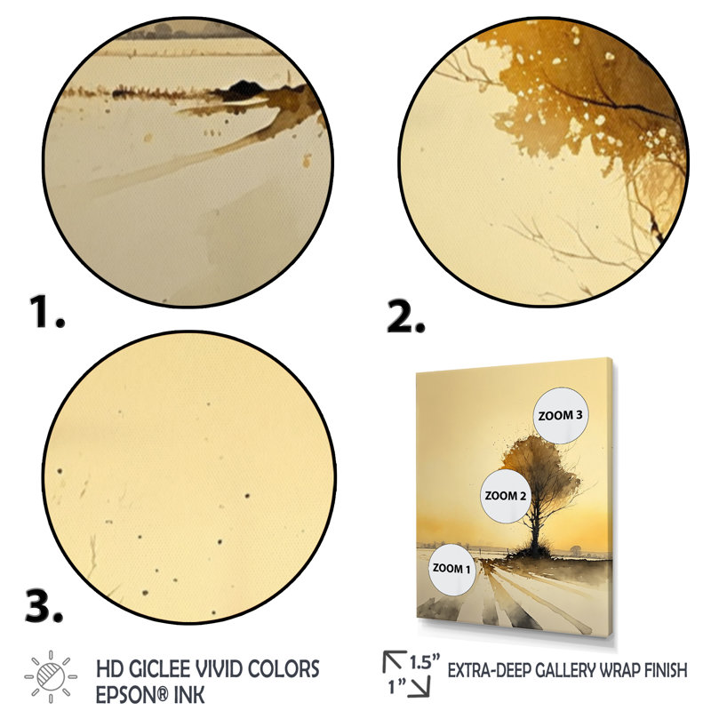 «Golden Hour Tree In The Countryside V», reproduction sur toile, H 20 po x l 12 po x P 1 po, Toile tendue