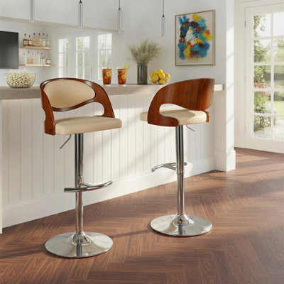 Tabouret de bar réglable Phoebe avec repose-pieds arrondi en forme de T (paquet de 2)