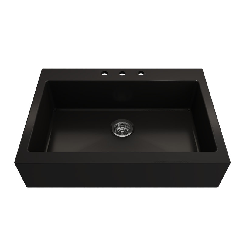Nuova 34'' L Retro-fit Apron-Front Kitchen Sink, Matte Black