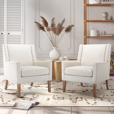 Ayran Wing Back Upholstered Accent Armchair with Solid Wood Leg