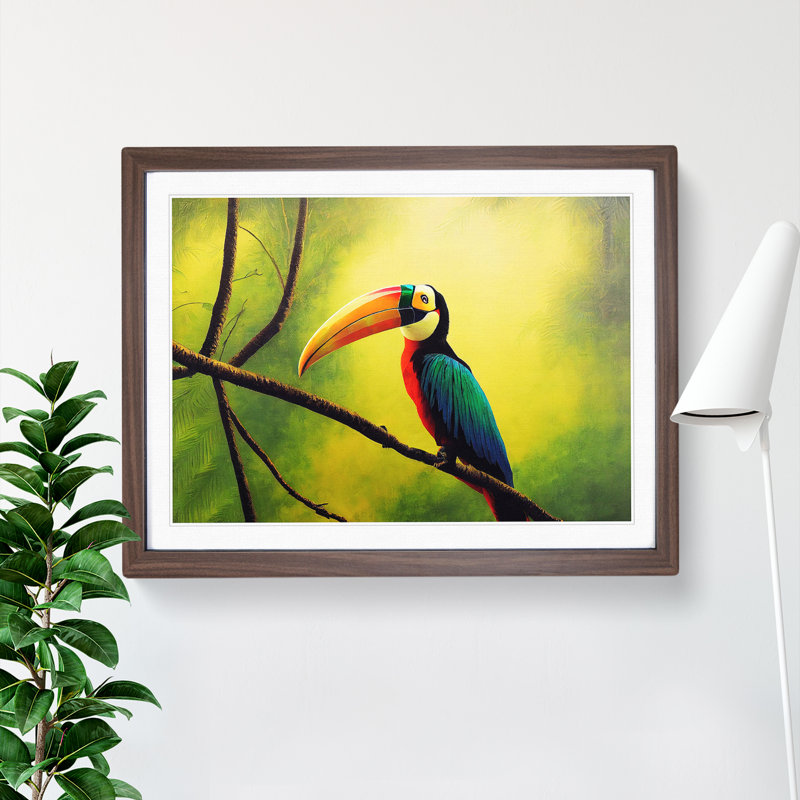 Attractive Toucan Bird - Framed Print, 25cm H x 34cm W x 2cm D, Walnut