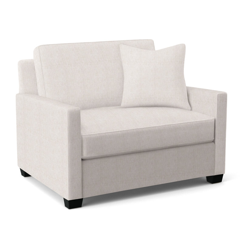 Nicklaus Upholstered 49'' Sleeper Sofa, Black Finish, White Sugar Performance; 0863-91, Gel Memory Foam Mattress