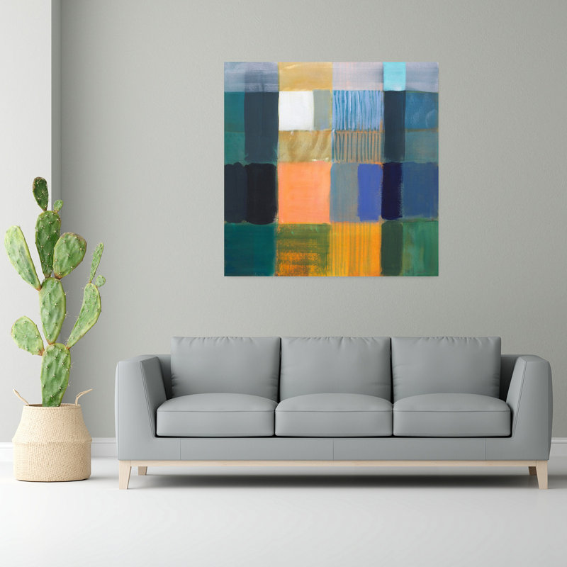 Jamaïque, art contemporain abstrait, H 48 po x l 48 po