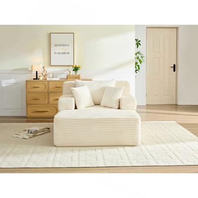 Canapé-lit convertible surdimensionné avec dossier réglable et pochette de rangement, canapé-lit modulaire rembourré et moelleux à rayures pour une utilisation multi-scène