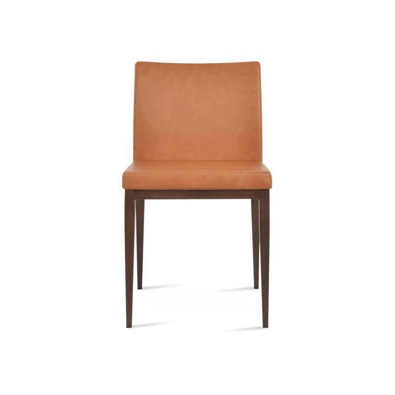 Aria MW Side chair, Walnut, Caramel PPM Faux Leather