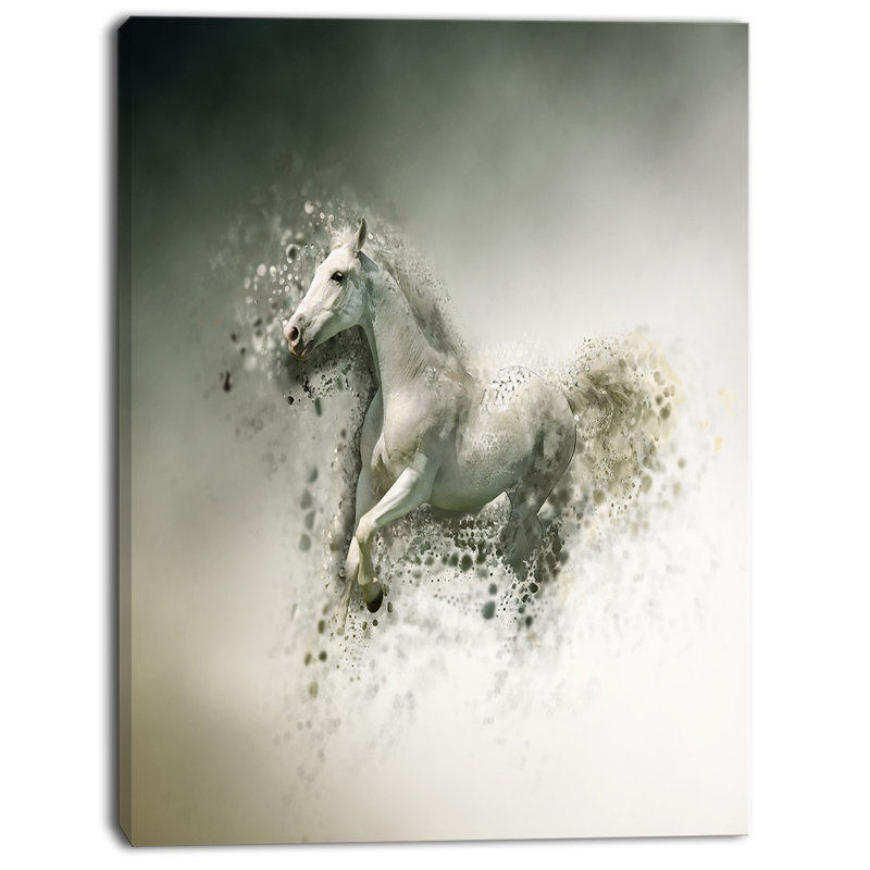 « smart white cheval running », impression sur toile tendue, H 20 po x l 12 po x P 1po