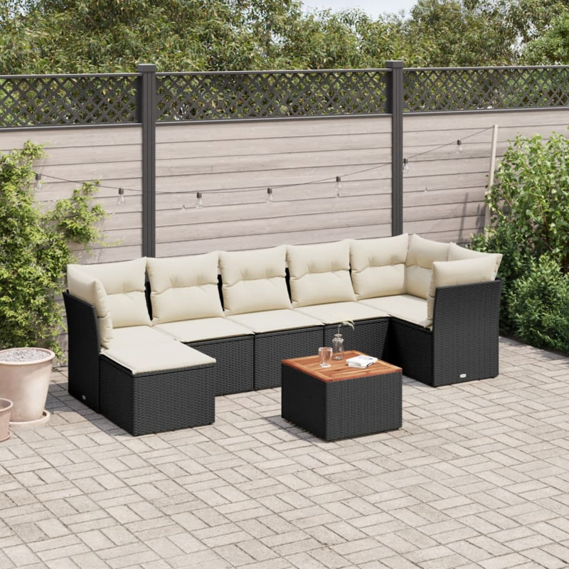 Ensemble de canapé de jardin Vidaxl - noir, blanc crème, brun