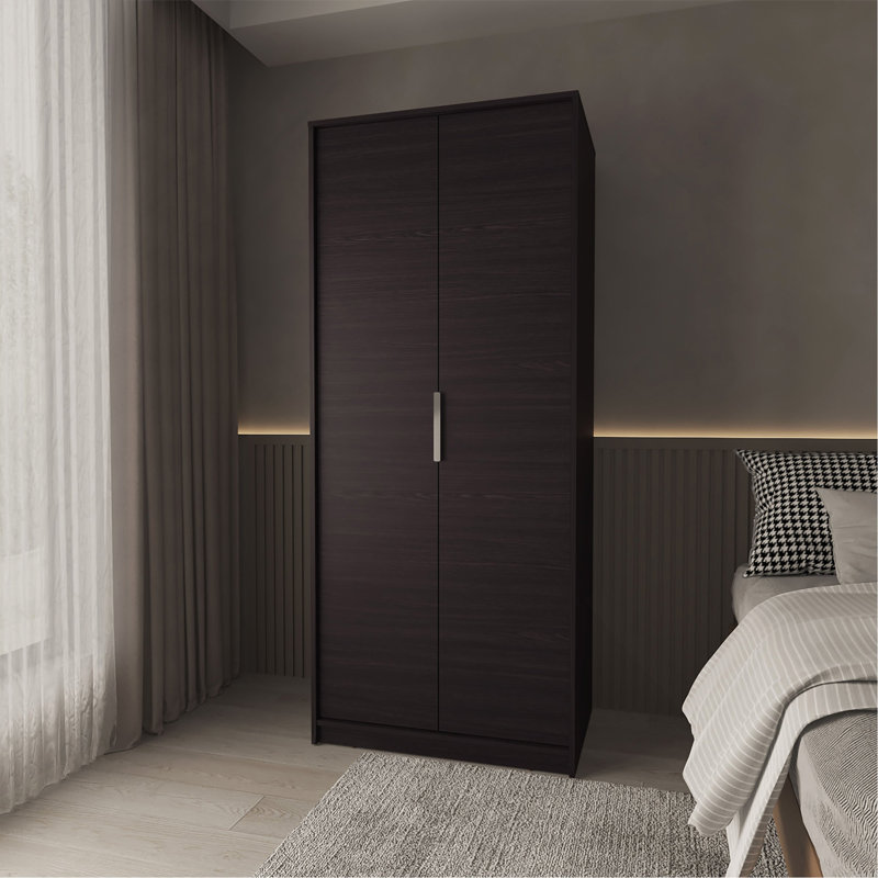 Armoire à 2 portes et 2 tablettes avec porte-chaussures Wengue