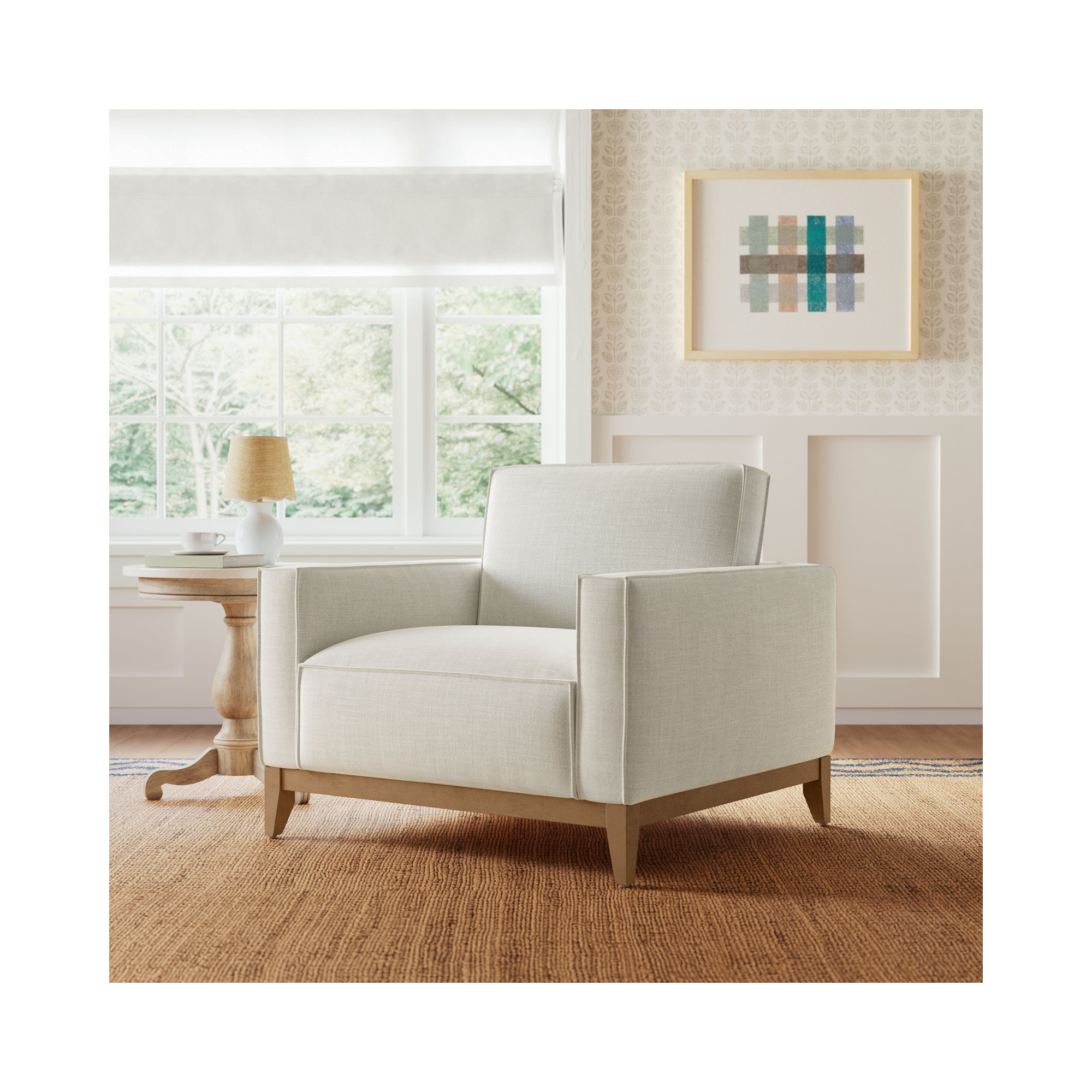 Nicky Upholstered Armchair, Effie Linen Performance Linen