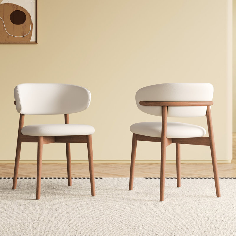 De 2 chaises de salle à manger modernes, blanches, en polyuréthane, en polyuréthane, avec pieds en bois de frêne, cuisine, espace de bureau, faciles à ranger, confortables 2 chaises en polyuréthane blanc moderne, idéales pour la pièce ou le décor, nécessitant peu d'entretien