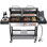 Barbecue à 3 brûleurs au gaz et au charbon avec brûleur latéral, barbecue au propane extérieur, 673 pieds carrés Po Grilles en fonte et plaque chauffante réversible, couvercle en acier inoxydable de 37 200 BTU pour la cuisine dans la cour