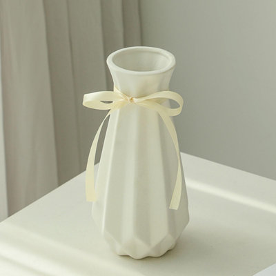 7.9" H Origami Ceramic Vase With Ribbon
