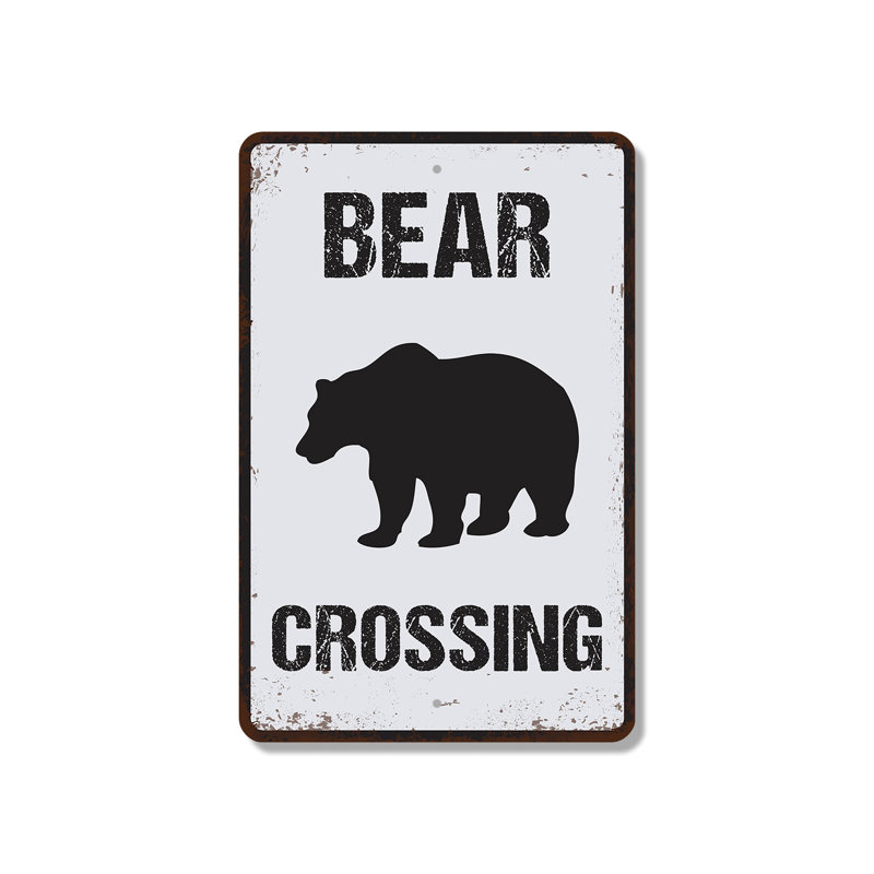 Panneau en plastique 10 pouces x 14 pouces Bear Crossing