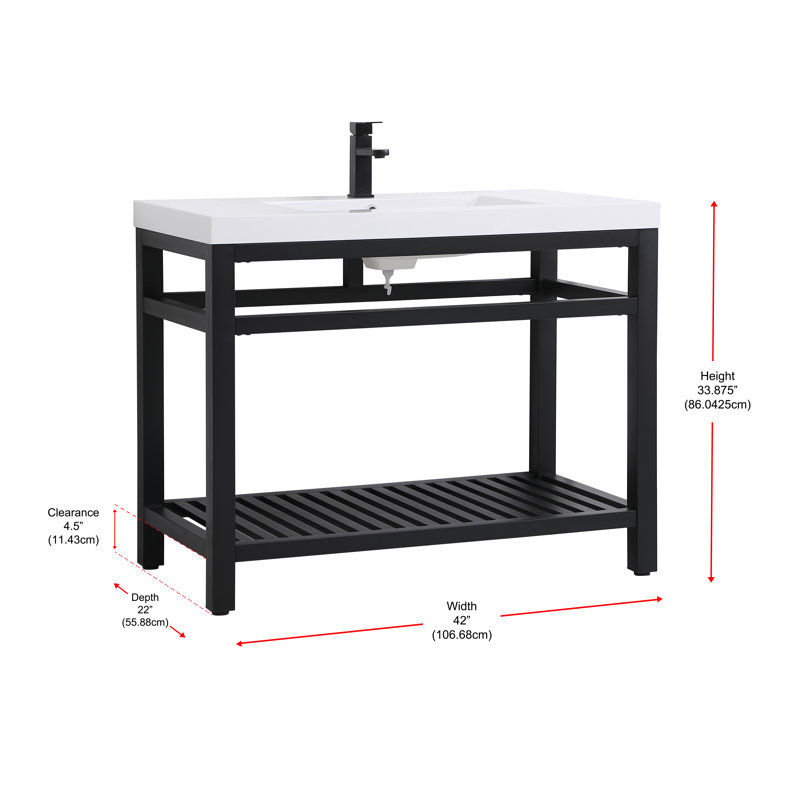 Raya 42'' Single Bathroom Vanity with Resin Top, Black