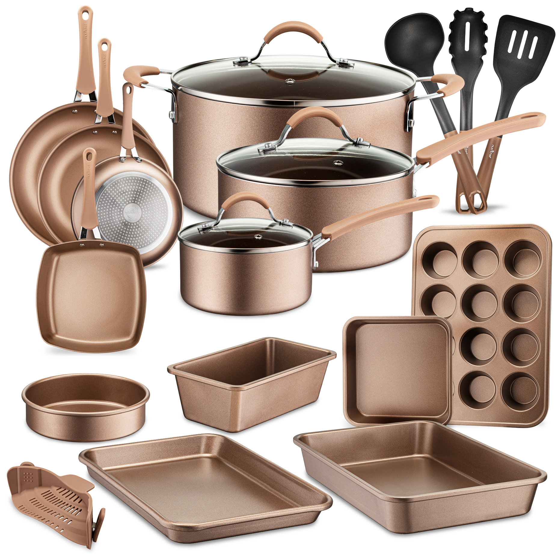 NutriChef 21 Pieces Aluminum Non Stick Cookware Set - Yahoo Shopping