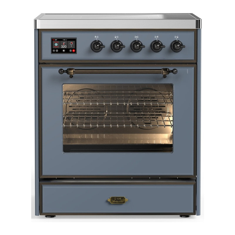 Cuisinière à induction 30 pouces avec 4 éléments à induction en bleu-gris (garniture brunie) Majestic III Series, Bleu gris