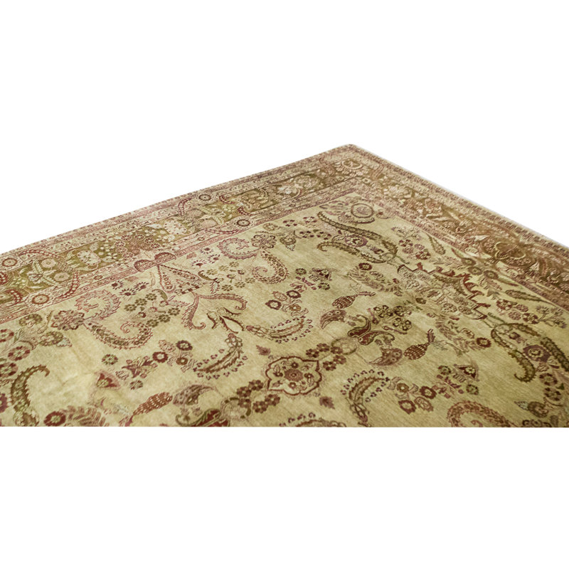 Tapis doré et doré de haute qualité noué à la main