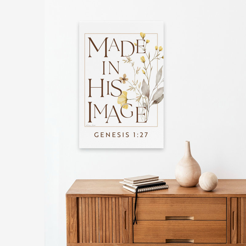 Affiche «Made In His Image» - Modern Farmhouse Made In His Image Genesis 127 Christian Scripture Art, H 24 po x l 16 po