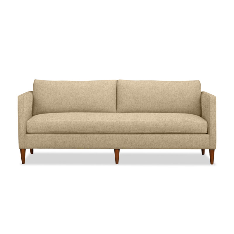 Clifford 87" Upholstered Custom Bench-Seat Sofa, Turbo Wheat Basketweave