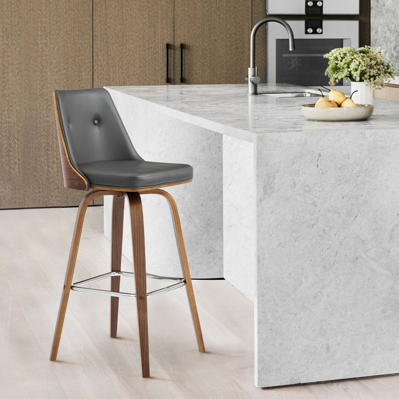 Tabouret de bar à hauteur de comptoir ou de bar avec repose-pieds Ayce, Tabouret de bar (assise de 30 po de hauteur), gris