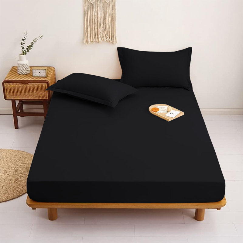 Aspire Homeware Ultra Soft 40cm Deep Fitted Sheet for Extra Deep Mattress and Cozy Sleep, King (5'), Black