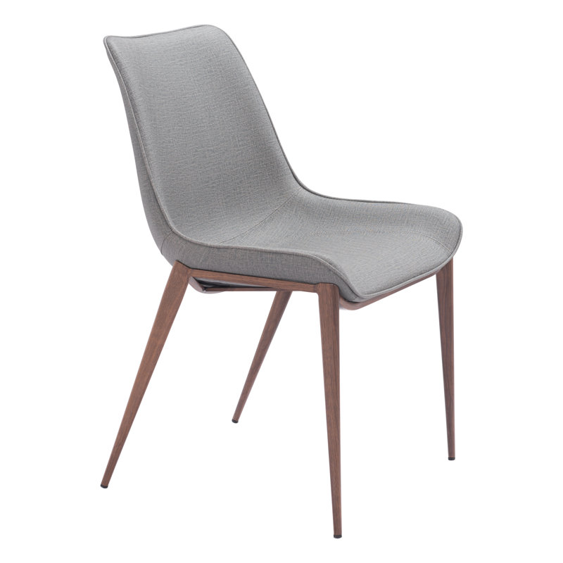Slate Gray and Walnut Low Side Chair with Metal Frame
