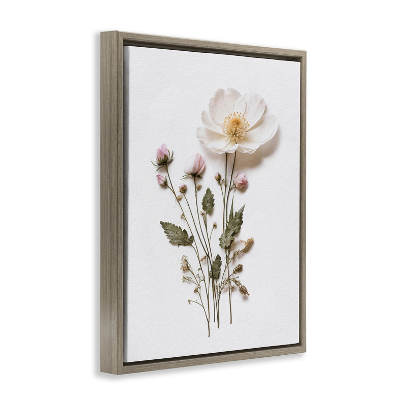 Cadre flottant simple à fleurs pressées, design par lettré et doublé, Cadre flottant orme Montalcino, H 21 po x l 17 po