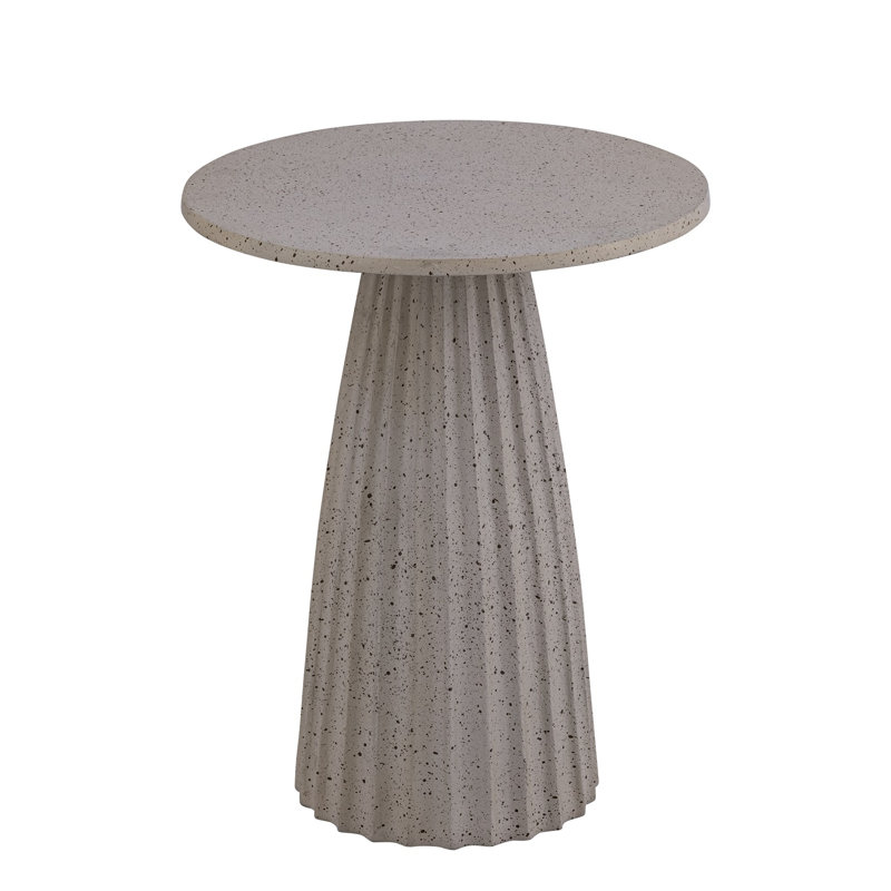 Aluminum Side Table W/Chisel Texture Base, Beige Top/Brown Base, 22" H x 18" W x 18" D