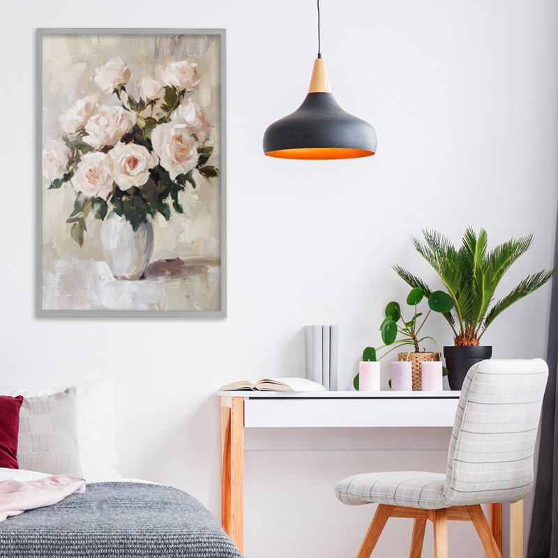 Roses pêche dans un vase à fleurs, estampe numérique, design par Petal Prints Design, H 30 po x l 20 po