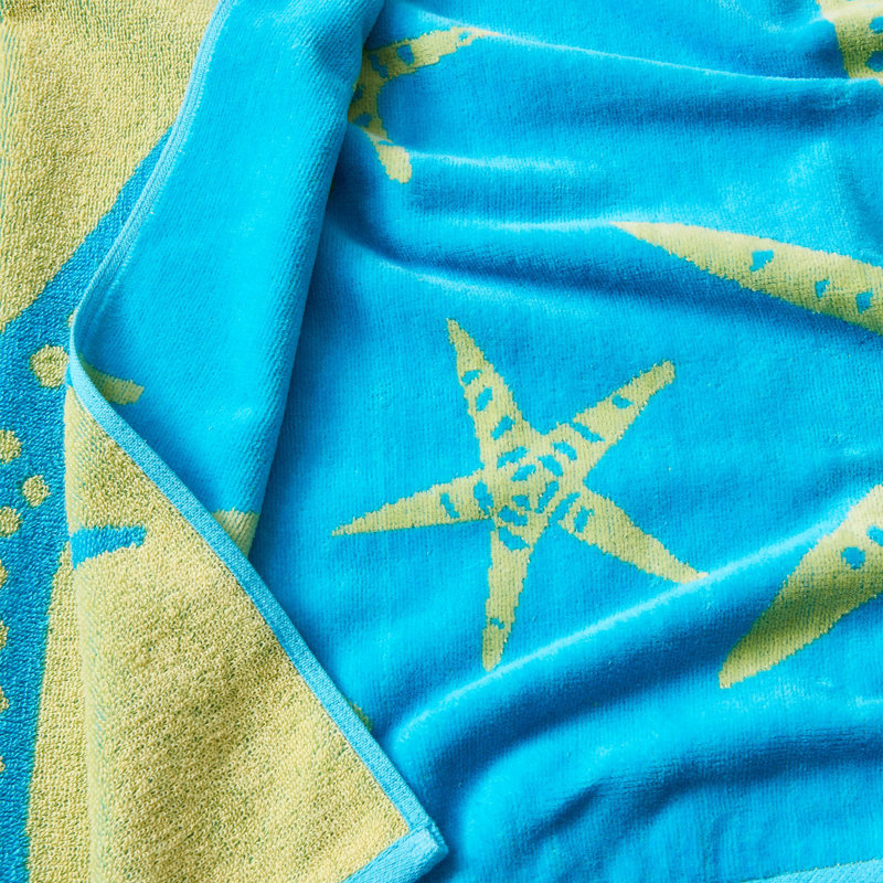 Serviettes de plage 100% jacquard 100% coton, Bleu