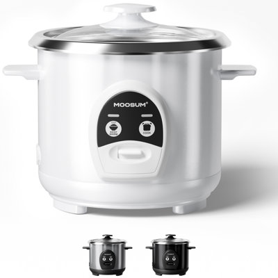 3-Cup Uncooked Rice Cooker Small, Stainless Steel Non-Toxic Inner Pot, One-Touch Multifunction for Rice/Sauté/Yogurt, Dishwasher Safe, 1-3 People Size, White