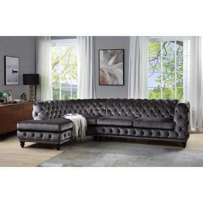 Jazlynne Velvet L-Shaped Sectional Left Hand Facing