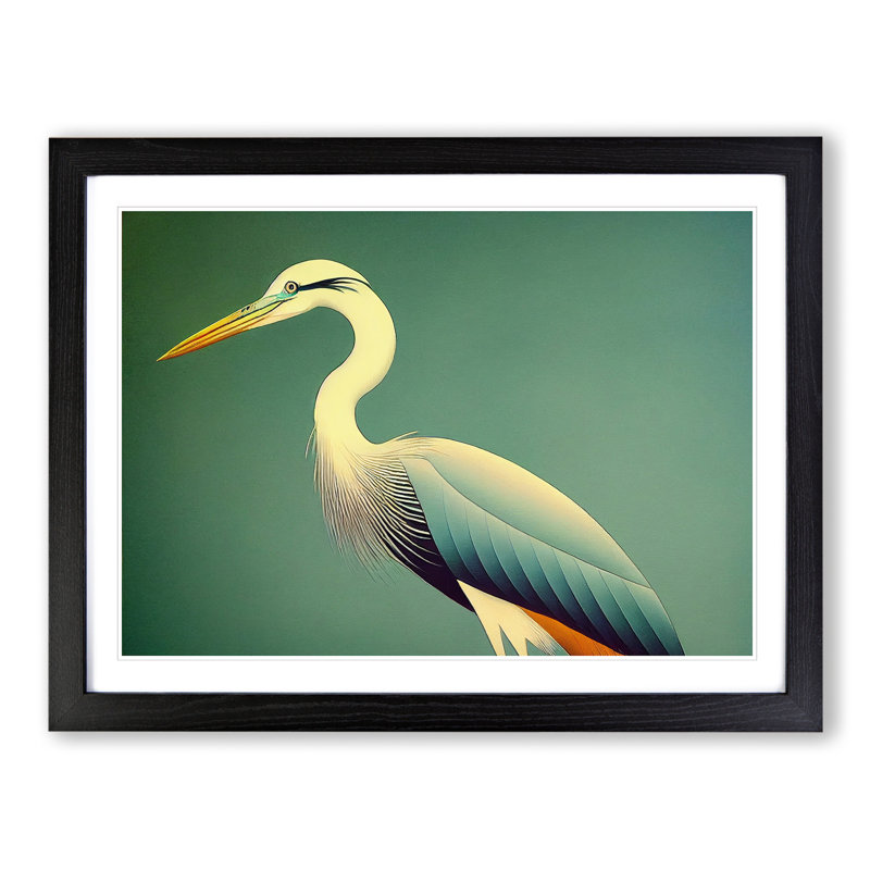 Unreal Heron Bird - Framed Print, Black, 25cm H x 34cm W x 2cm D
